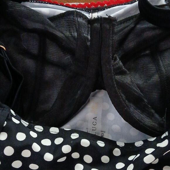 Cyn & Luca Plus Black and White Polka Dot Tankini Top Sz 18 - Picture 7 of 8